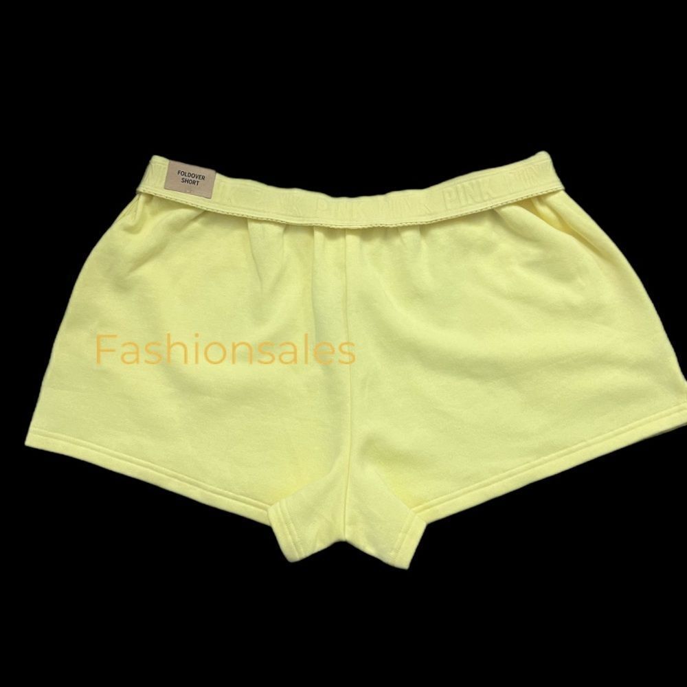 Victorias Secret Pink Soft Fleece Lounge Foldover Short  yellow